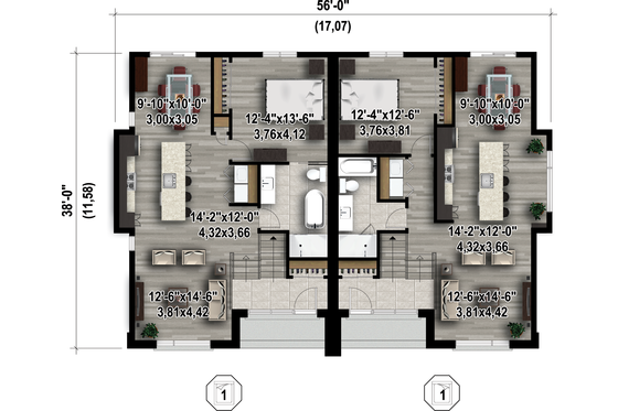 Floor Plan - Main Floor 1 for Contemporary House Plan #25-4352 - 2 bed, 2 bath