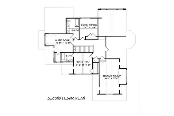 Floor Plan - Upper Floor for Tudor House Plan #413-140 - 4 bed, 3.5 bath