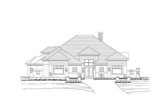 Exterior - Front Elevation for European House Plan #411-397 - 4 bed, 4 bath