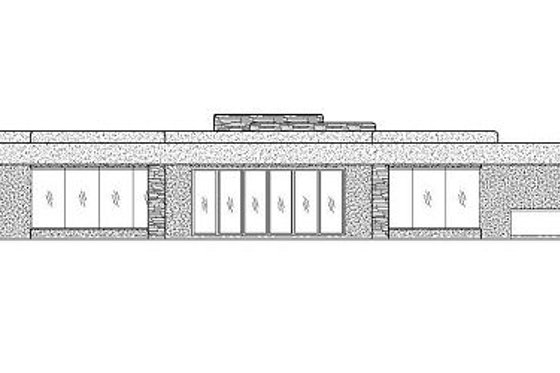 Exterior - Rear Elevation for Adobe / Southwestern House Plan #24-284 - 4 bed, 4 bath