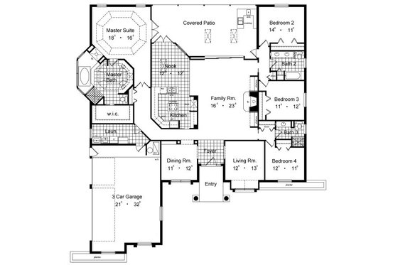 Floor Plan - Main Floor for European House Plan #417-350 - 4 bed, 3 bath