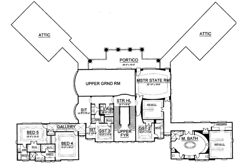 Home Plan - Floor Plan - Upper Floor for European House Plan #119-228 - 5 bed, 5 bath
