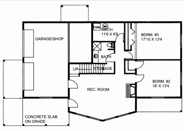Contemporary Floor Plan - Lower Floor Plan #117-803