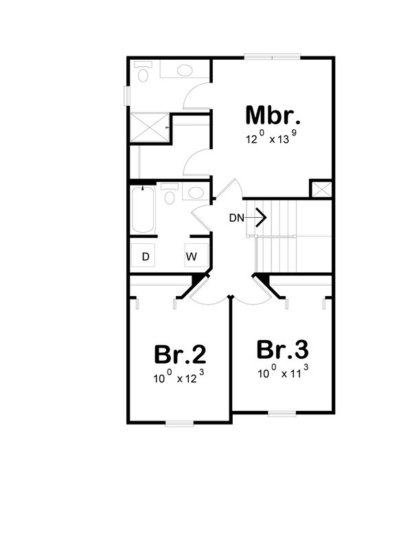 Architectural House Design - Floor Plan - Upper Floor for Farmhouse House Plan #20-2628 - 3 bed, 2.5 bath