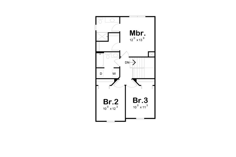Architectural House Design - Floor Plan - Upper Floor for Farmhouse House Plan #20-2628 - 3 bed, 2.5 bath