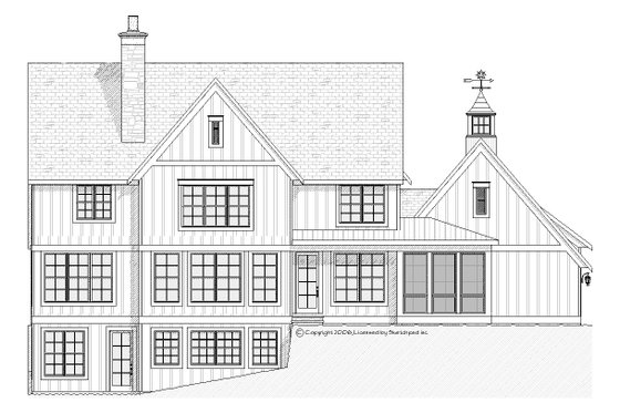 Exterior - Rear Elevation for Country House Plan #901-101 - 4 bed, 3.5 bath