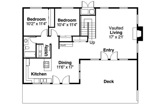 Floor Plan - Main Floor for Contemporary House Plan #124-405 - 3 bed, 2 bath