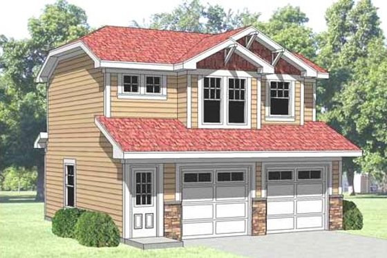Exterior - Front Elevation for Farmhouse House Plan #116-129 - 1 bed, 1 bath