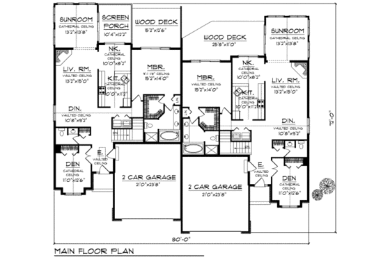 Floor Plan - Main Floor for Traditional House Plan #70-741 - 3 bed, 2.5 bath