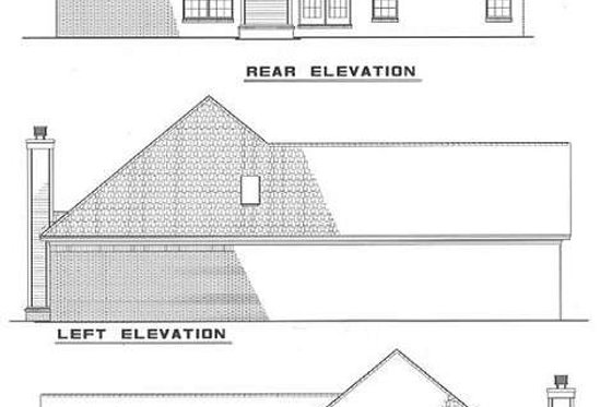 Exterior - Rear Elevation for Traditional House Plan #17-134 - 3 bed, 2 bath