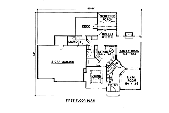 Floor Plan - Main Floor for European House Plan #67-187 - 4 bed, 4 bath