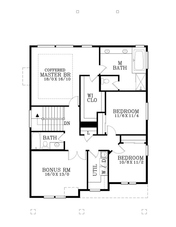 House Blueprint - Craftsman Floor Plan - Upper Floor Plan #53-572