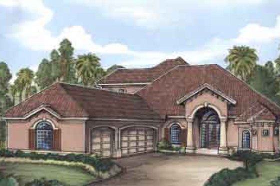 Exterior - Front Elevation for Mediterranean House Plan #115-193 - 3 bed, 4 bath