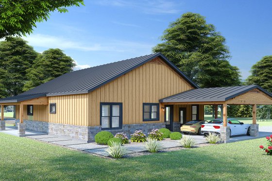 Exterior - Rear Elevation for Country House Plan #932-1128 - 4 bed, 3 bath