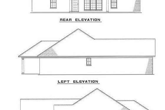 Exterior - Rear Elevation for Traditional House Plan #17-105 - 3 bed, 2 bath