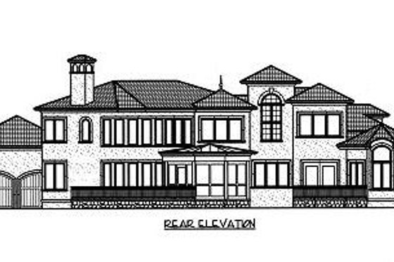 Exterior - Rear Elevation for Mediterranean House Plan #413-134 - 5 bed, 5.5 bath