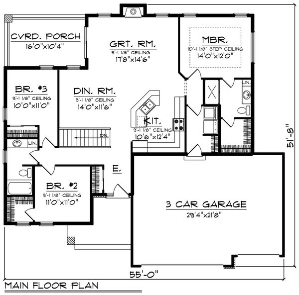 Architectural House Design - Contemporary Floor Plan - Main Floor Plan #70-1490