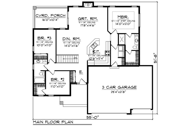 House Plan Design - Floor Plan - Main Floor for Contemporary House Plan #70-1490 - 3 bed, 2 bath
