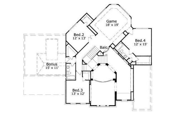 Floor Plan - Upper Floor for European House Plan #411-761 - 4 bed, 3.5 bath