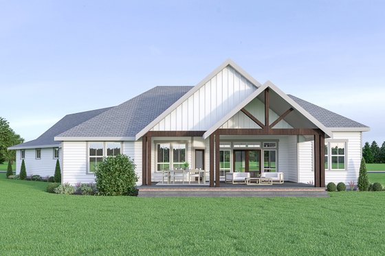 Exterior - Rear Elevation for Farmhouse House Plan #1070-22 - 3 bed, 2.5 bath
