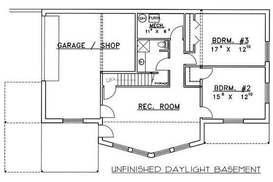 Floor Plan - Lower Floor for Contemporary House Plan #117-521 - 3 bed, 2.5 bath
