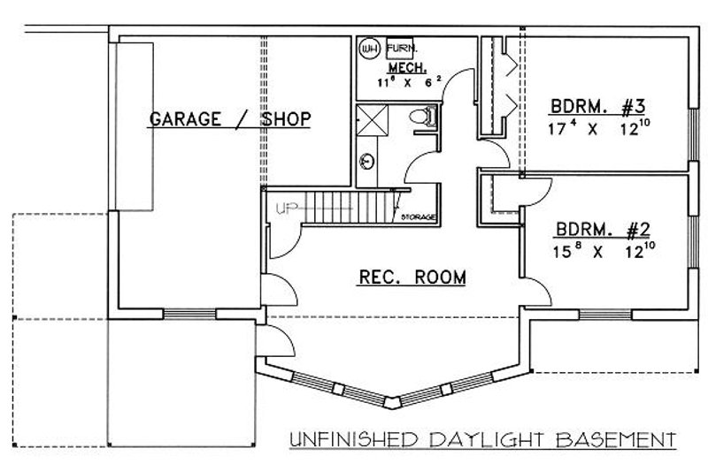 Architectural House Design - Floor Plan - Lower Floor for Contemporary House Plan #117-521 - 3 bed, 2.5 bath