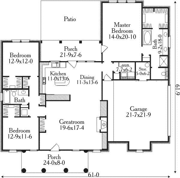 Home Plan - Southern Floor Plan - Main Floor Plan #406-278