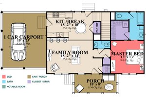 Floor Plan - Main Floor for Country House Plan #63-379 - 3 bed, 2 bath