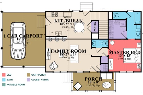 Floor Plan - Main Floor for Country House Plan #63-379 - 3 bed, 2 bath