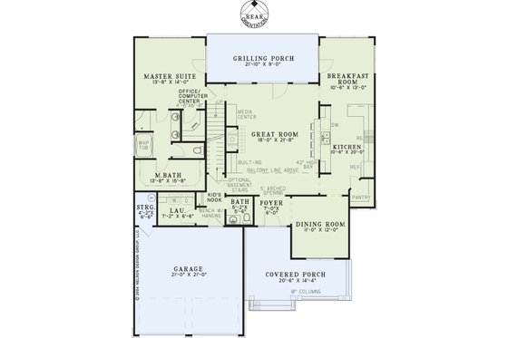 Floor Plan - Main Floor for Traditional House Plan #17-2779 - 4 bed, 2.5 bath
