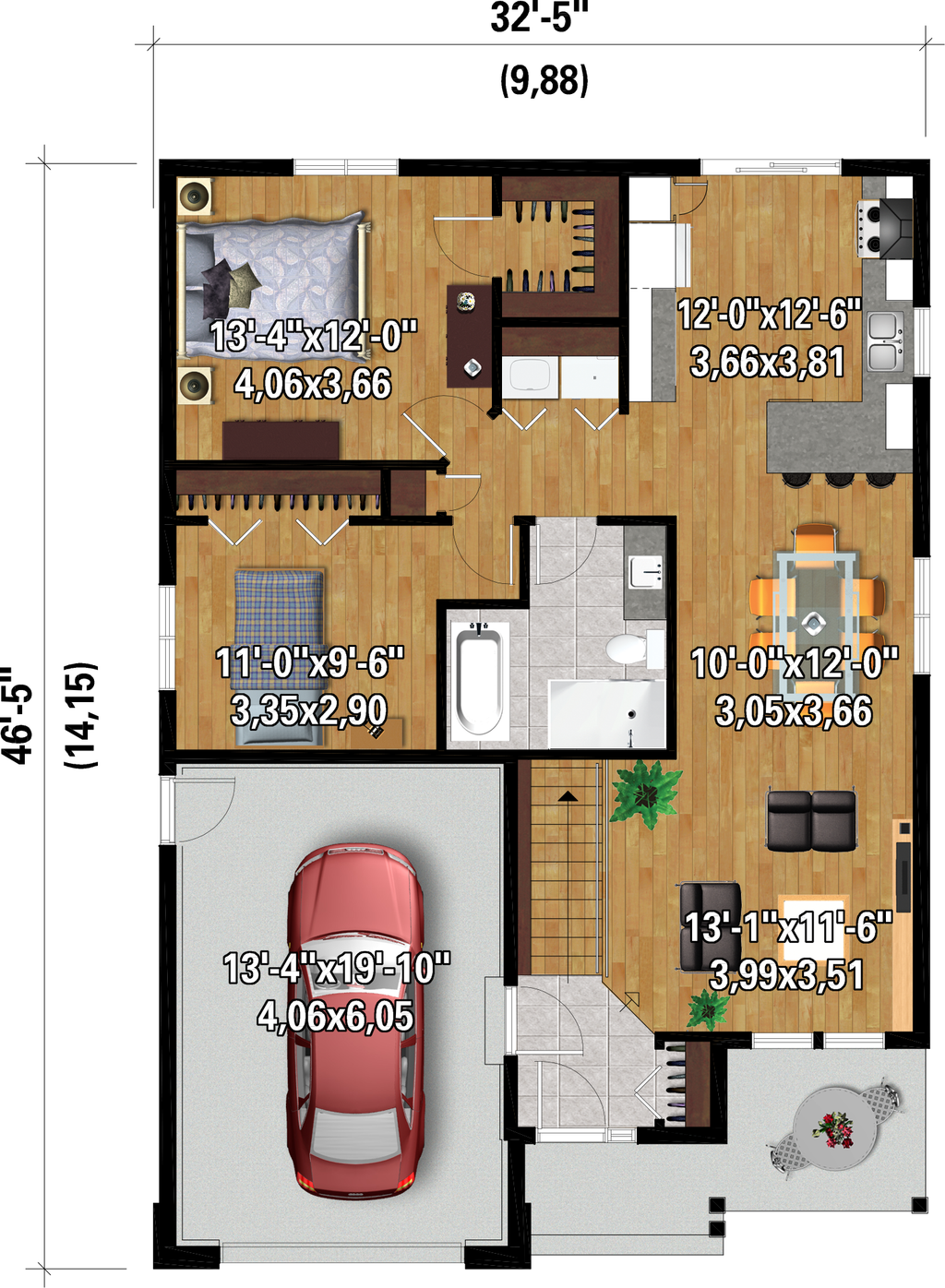 Farmhouse Style House Plan - 2 Beds 1 Baths 1051 Sq/Ft Plan #25-4945 ...