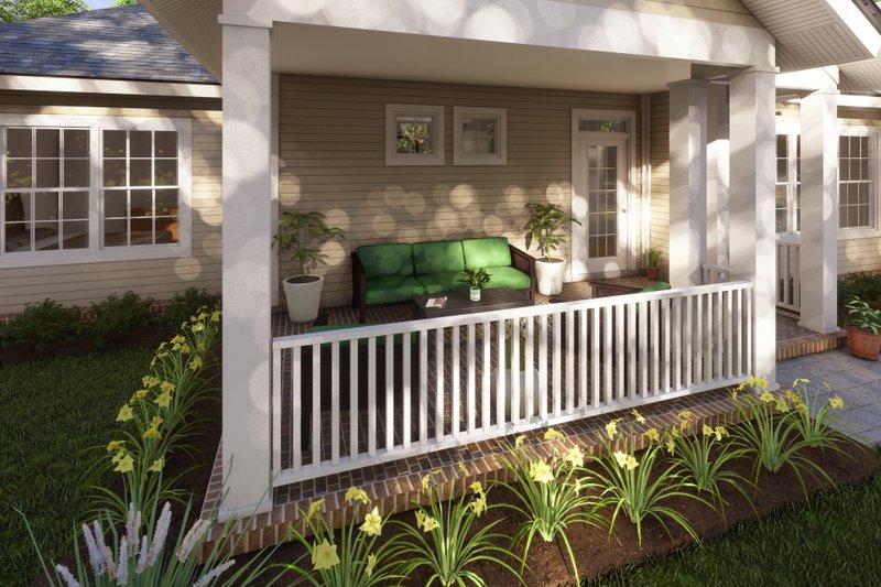House Blueprint - Exterior - Covered Porch 1 for Cottage House Plan #513-2212 - 4 bed, 3 bath