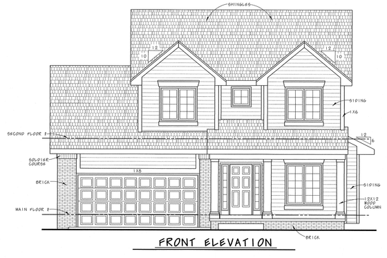 Exterior - Front Elevation 3 for Traditional House Plan #20-2060 - 3 bed, 2.5 bath