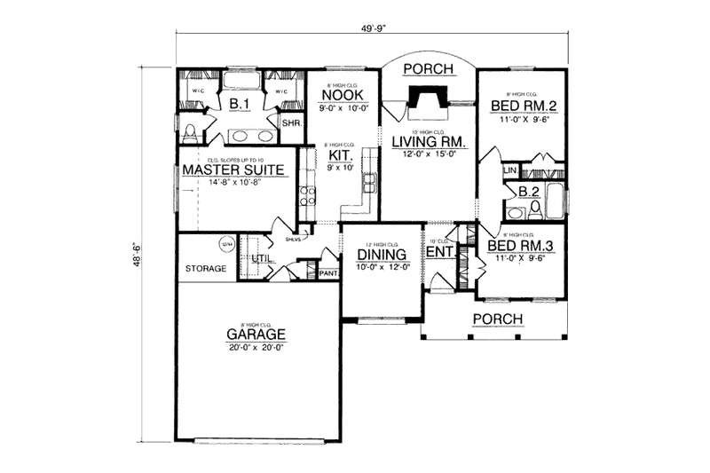 Dream House Plan - Floor Plan - Main Floor for Traditional House Plan #40-116 - 3 bed, 2 bath