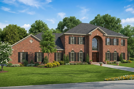 Exterior - Front Elevation 4 for Colonial House Plan #17-2090 - 4 bed, 5 bath