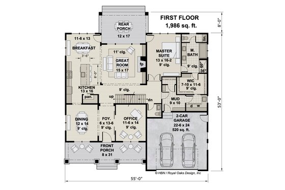 Floor Plan - Main Floor for Traditional House Plan #51-1208 - 5 bed, 3.5 bath
