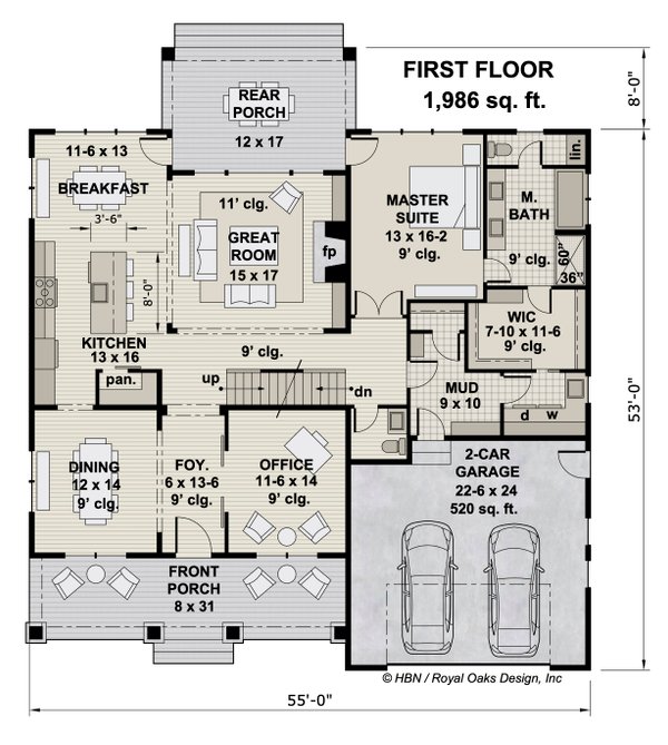 Architectural House Design - Traditional Floor Plan - Main Floor Plan #51-1208