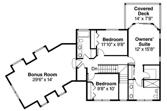 Floor Plan - Upper Floor for Colonial House Plan #124-838 - 3 bed, 2.5 bath