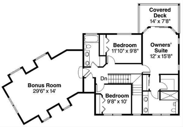 Colonial Floor Plan - Upper Floor Plan #124-838