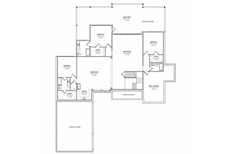 House Design - Floor Plan - Lower Floor for Farmhouse House Plan #1096-157 - 5 bed, 5.5 bath