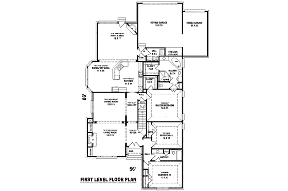 Floor Plan - Main Floor for Colonial House Plan #81-1270 - 3 bed, 3 bath