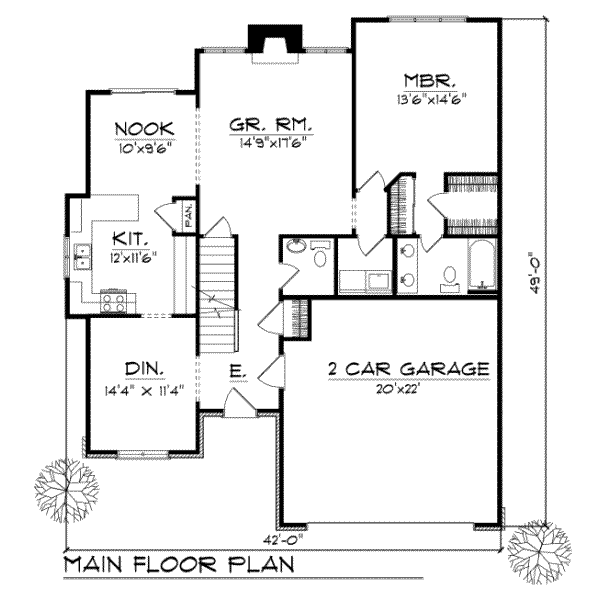 House Plan Design - Traditional Floor Plan - Main Floor Plan #70-198