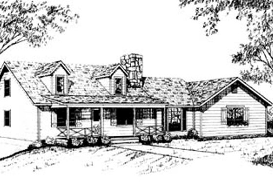 Exterior - Front Elevation for Country House Plan #10-232 - 3 bed, 2.5 bath