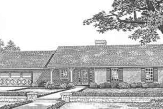 Exterior - Front Elevation for Ranch House Plan #310-393 - 3 bed, 2 bath