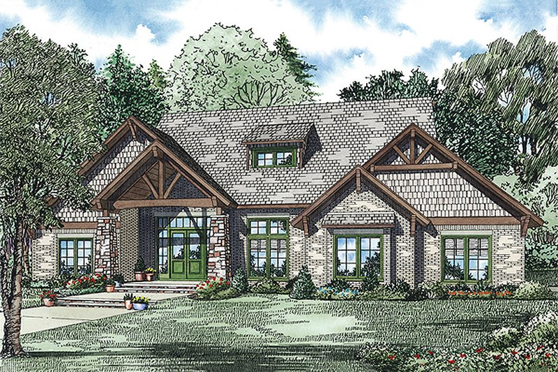 House Blueprint - Craftsman Exterior - Front Elevation Plan #17-2445