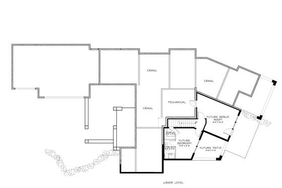 Floor Plan - Lower Floor for Prairie House Plan #895-7 - 3 bed, 2.5 bath