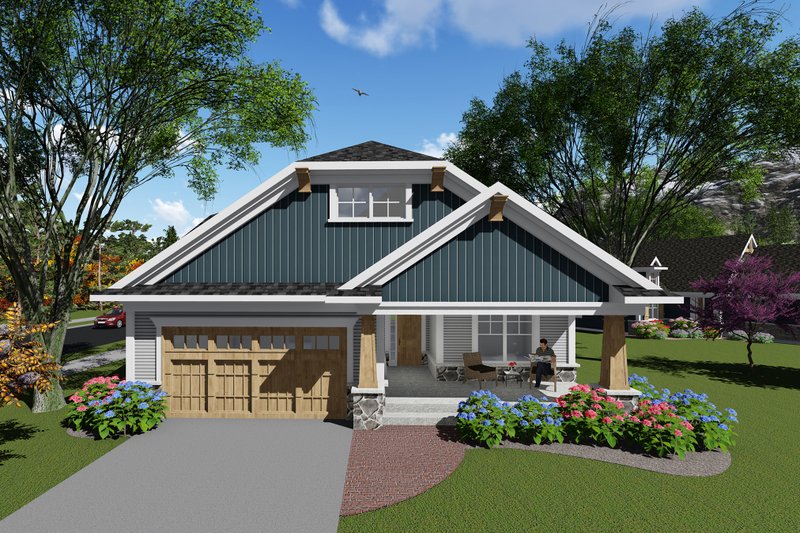 Architectural House Design - Ranch Exterior - Front Elevation Plan #70-1264