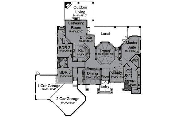 Floor Plan - Main Floor for European House Plan #115-137 - 3 bed, 3.5 bath