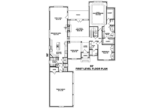 Floor Plan - Main Floor for European House Plan #81-1320 - 4 bed, 3.5 bath