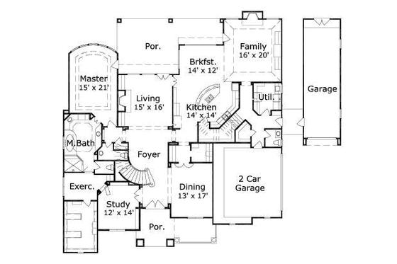 Floor Plan - Main Floor for European House Plan #411-161 - 4 bed, 5.5 bath